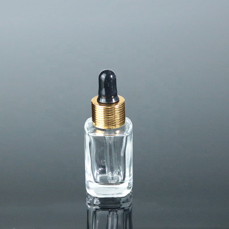 Luxury cosmetic bottle serum glass 15ml 30ml 50 ml essential oil glass bottle with aluminum dropper (EPG11)