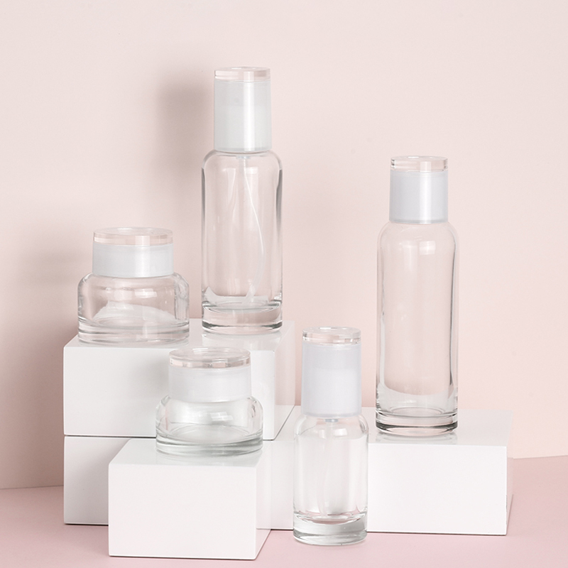 Luxury cosmetic bottle set 30G 50G 40ml 100ml 120ml oz glass bottle containers with packaging