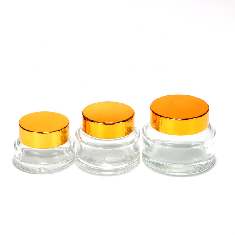 Luxury cosmetic container 50g glass cream jar fancy jars for cosmetics