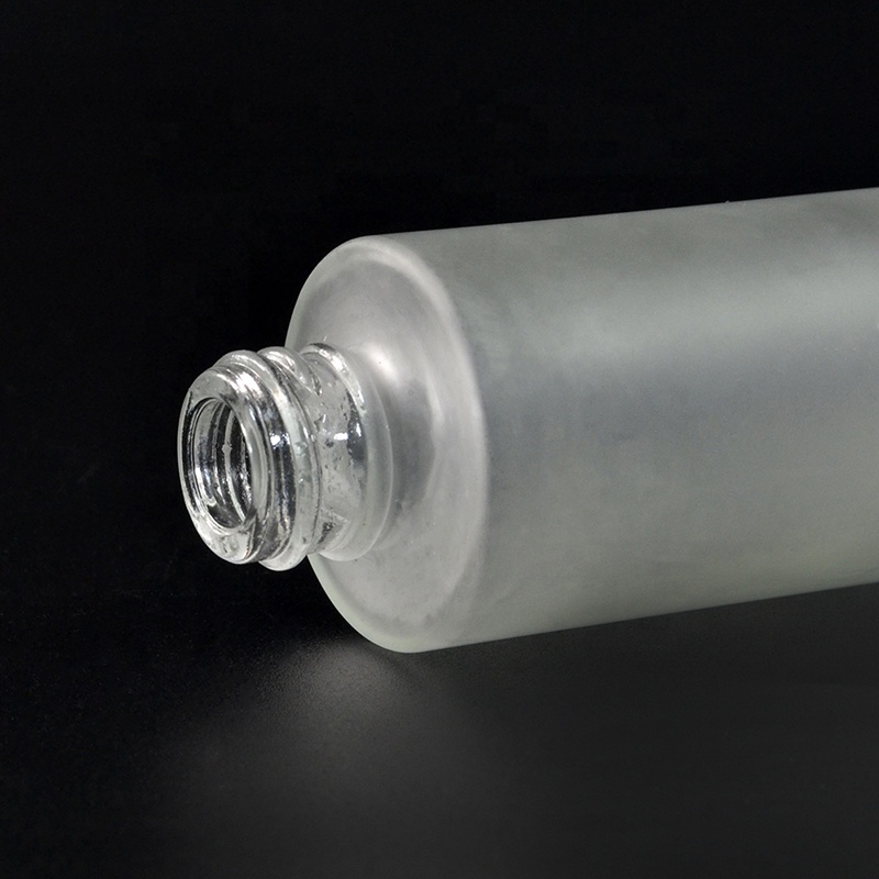 Luxury cosmetic container frosted clear 30ml glass dropper bottle with bamboo cap