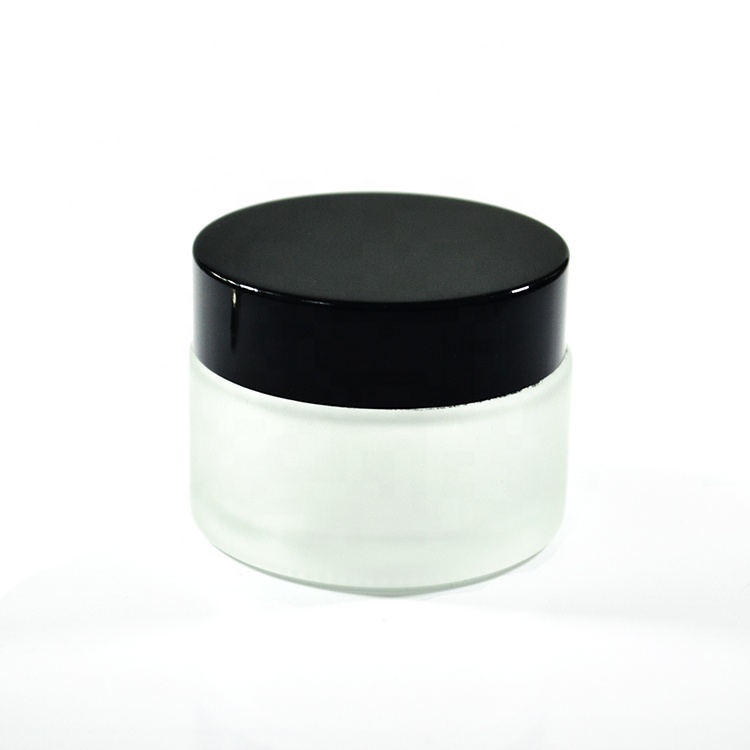 Luxury cosmetic containers clear amber 15g 20g 30g 50g glass jar with aluminum lid