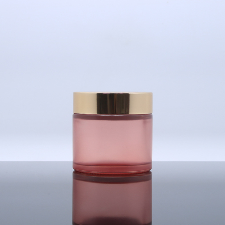 Luxury cosmetic cream glass container clear frosted glass packaging custom 2oz 60g glass jars with sealed silver aluminium lid
