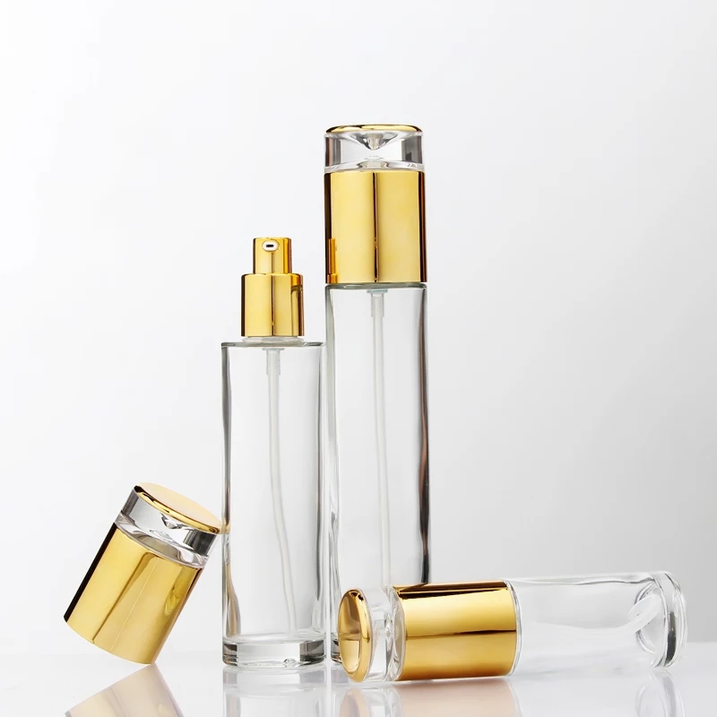 Luxury cosmetic cream packaging 20g 30g 50g rose gold glass cream jar with gold lid