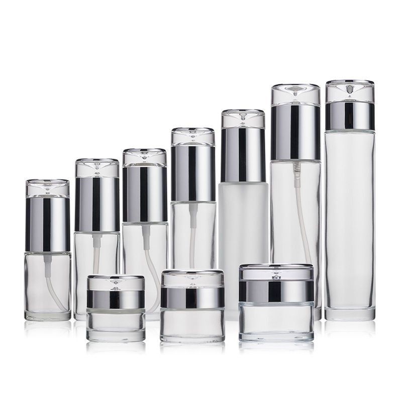 Luxury cosmetic cream packaging 20g 30g 50g rose gold glass cream jar with gold lid