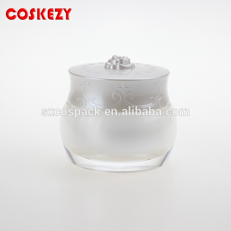 Luxury cosmetic fancy acrylic cream jar white cheap cosmetic containers wholesale for hair products