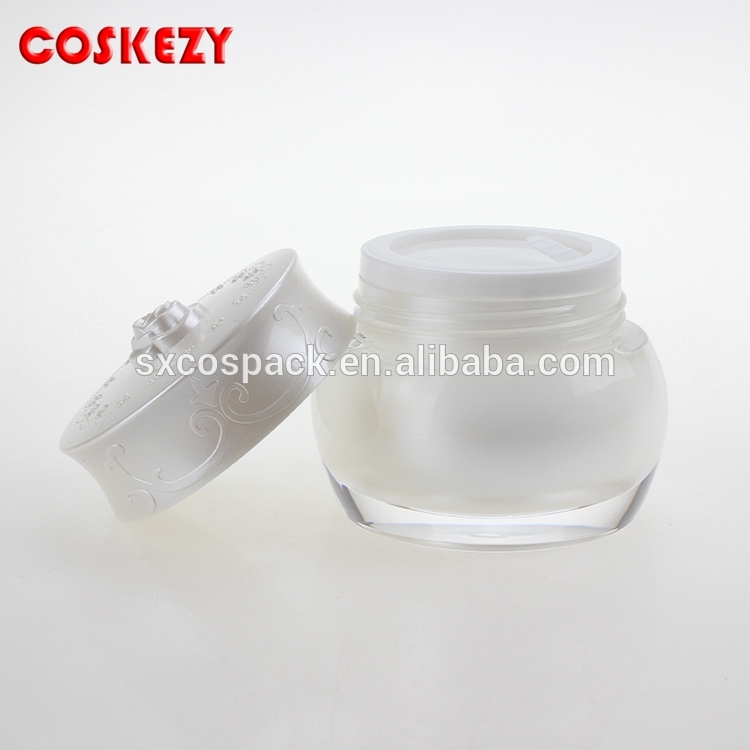 Luxury cosmetic fancy acrylic cream jar white cheap cosmetic containers wholesale for hair products