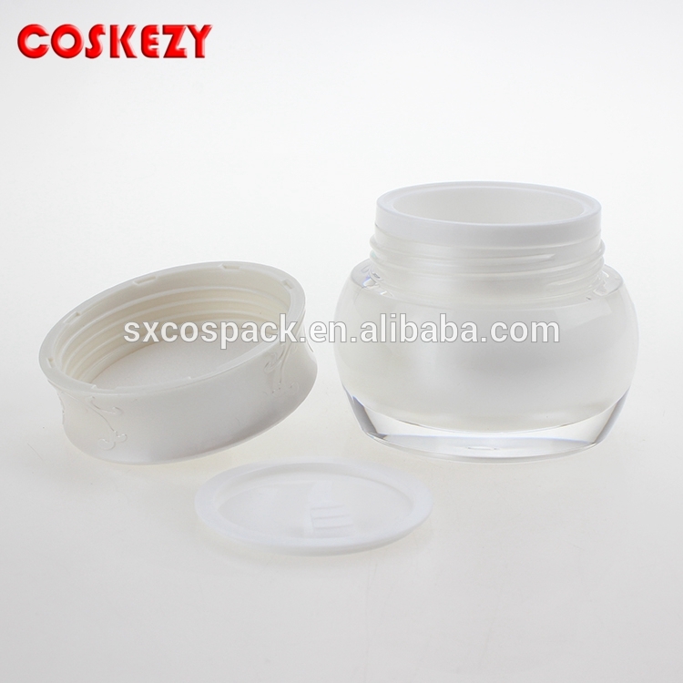 Luxury cosmetic fancy acrylic cream jar white cheap cosmetic containers wholesale for hair products