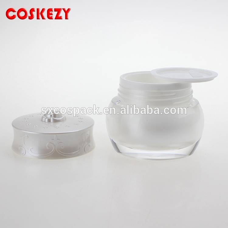Luxury cosmetic fancy acrylic cream jar white cheap cosmetic containers wholesale for hair products