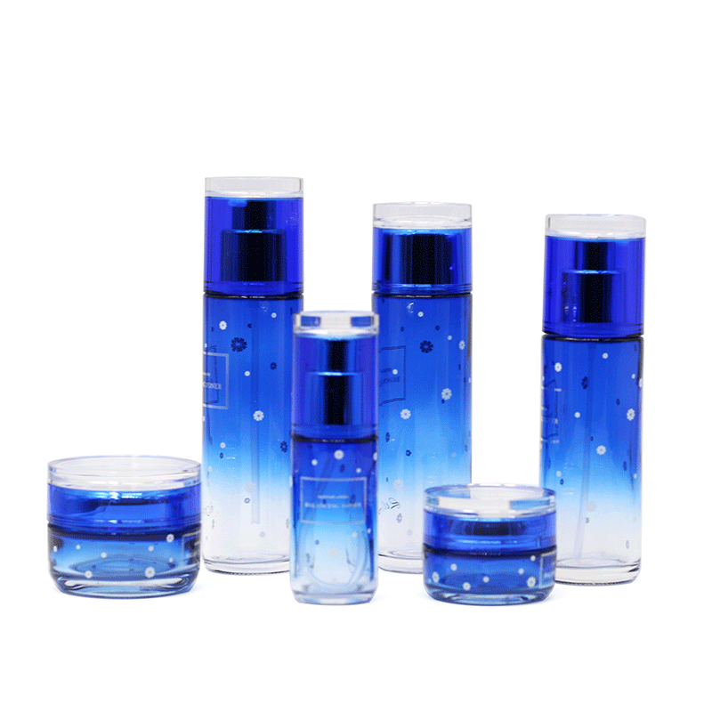 Luxury cosmetic glass cream jars and lotion bottles