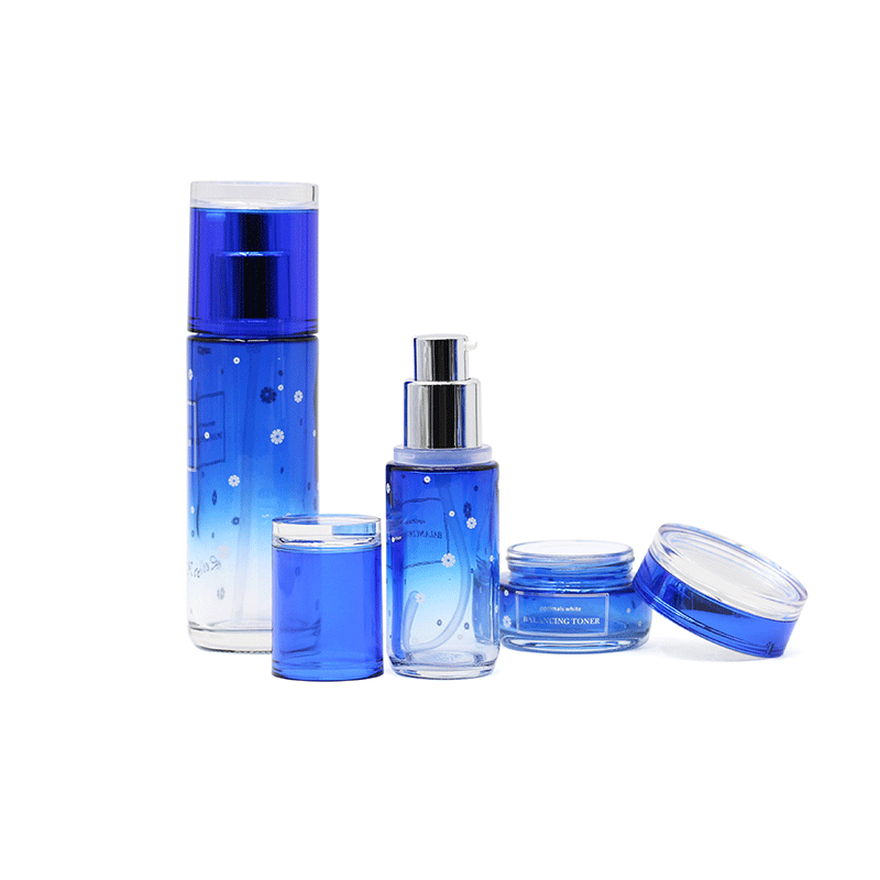 Luxury cosmetic glass cream jars and lotion bottles
