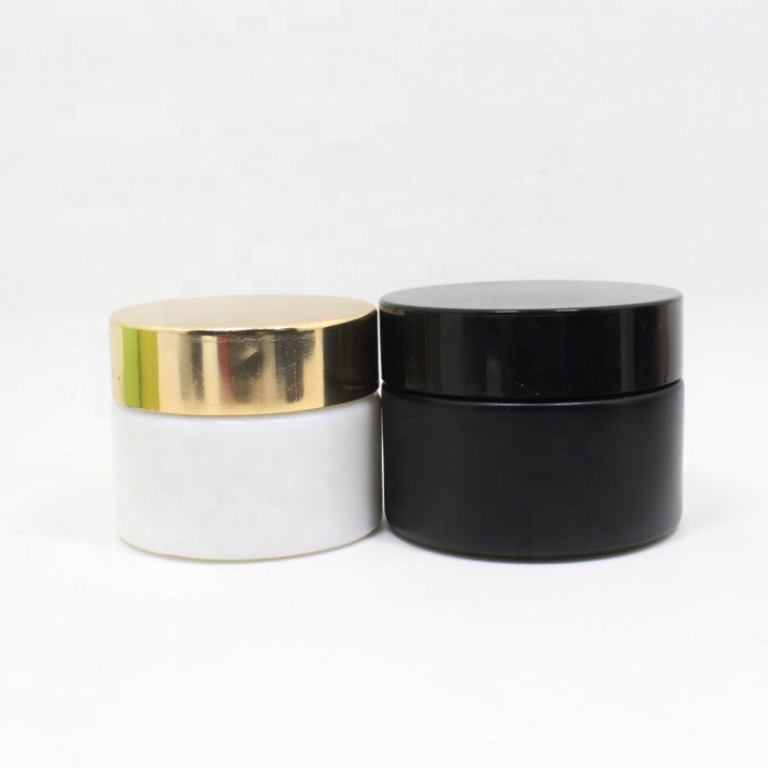 Luxury cosmetic jar fancy for cream packaging boxes cosmetic jar bamboo lid frosten black cosmetic jar glass bamboo