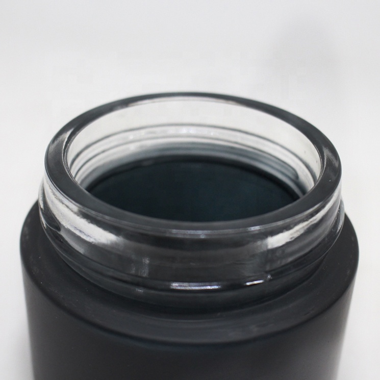 Luxury cosmetic jar fancy for cream packaging boxes cosmetic jar bamboo lid frosten black cosmetic jar glass bamboo