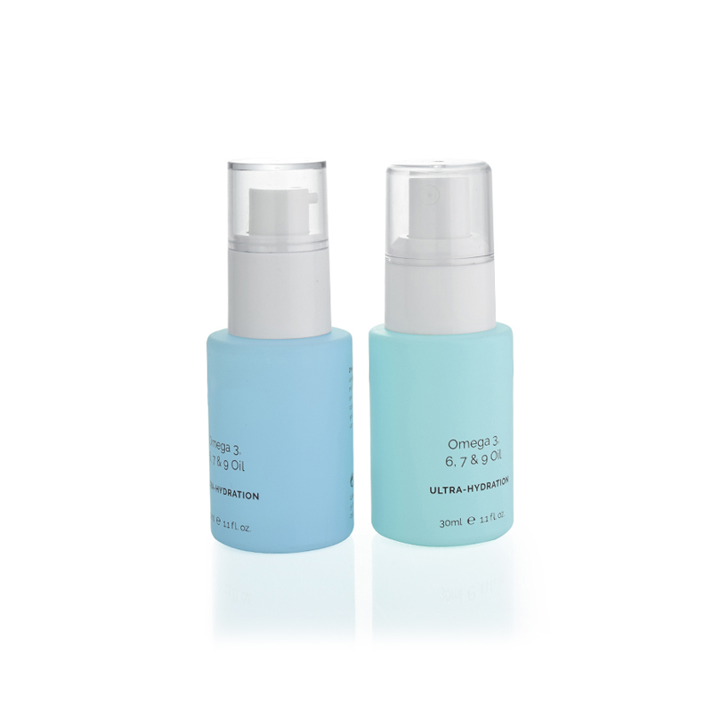 Luxury cosmetic packaging 20ml 30ml 40ml 50ml 60ml 100ml 120ml perfume lotion set matte blue pump frosted spray glass bottle