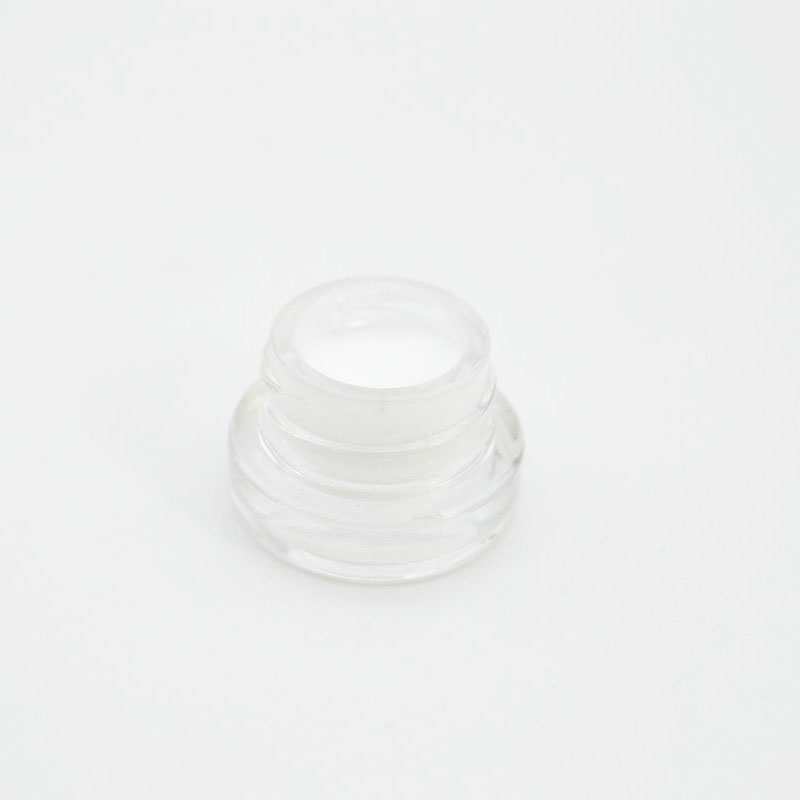 Luxury cosmetic packaging 3g clear round glass cream jar with black childproof lid