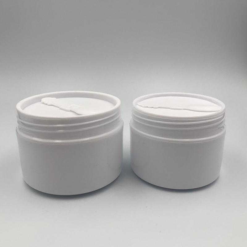 Luxury cosmetic packaging 400ml 400g empty white  plastic pp cosmetic cream jar with Silver edge lids