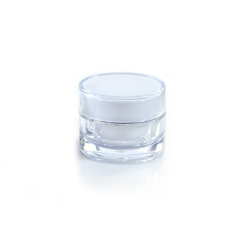 Luxury cosmetic packaging 50g round transparent acrylic double layer cream jar with white ABS plastic lid