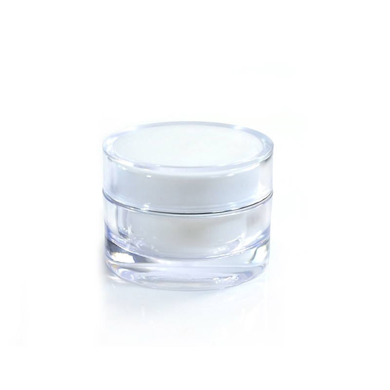 Luxury cosmetic packaging 50g round transparent acrylic double layer cream jar with white ABS plastic lid