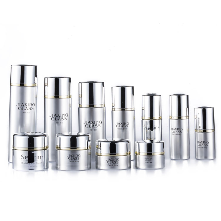 Luxury cosmetic packaging 50ml 80ml 100ml 120ml empty rose gold cosmetic glass lotion cream pump bottles