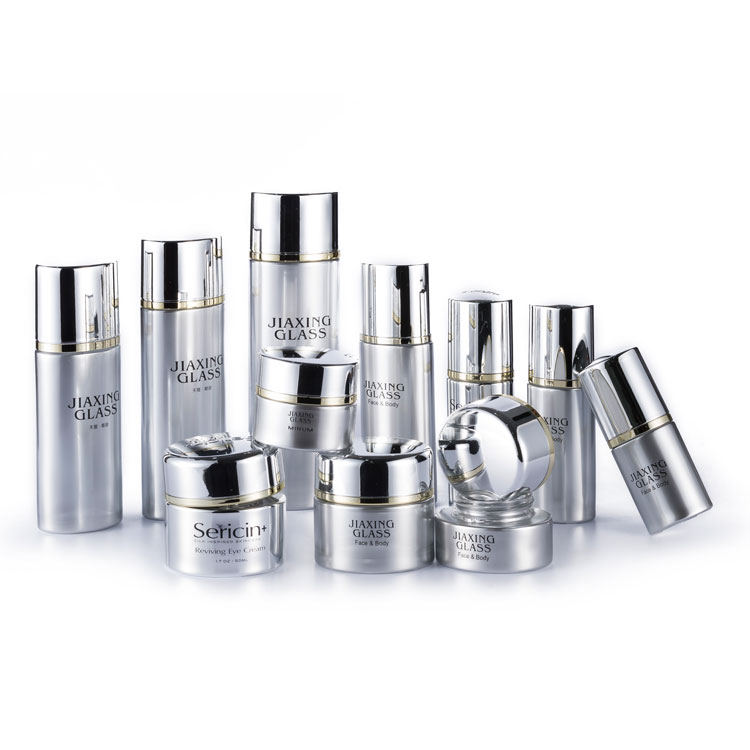 Luxury cosmetic packaging 50ml 80ml 100ml 120ml empty rose gold cosmetic glass lotion cream pump bottles