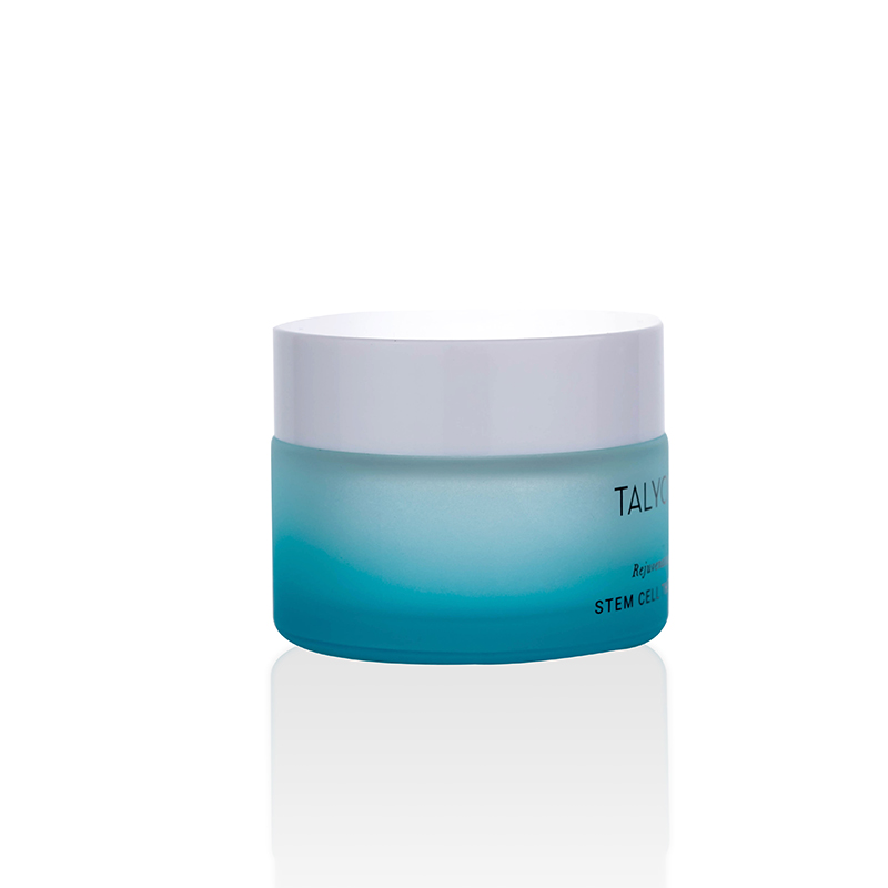 Luxury cosmetic packaging 5g 10g 20g 30g 50g 100g 200g gradient color matte blue face skin cream glass jar with white lid