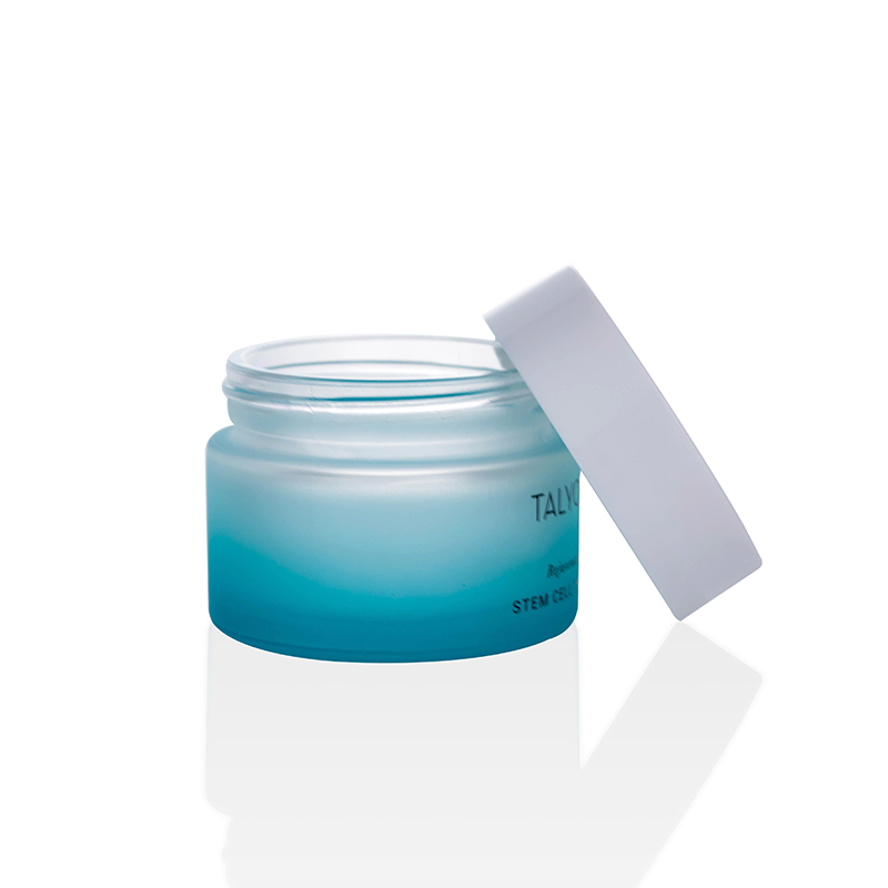 Luxury cosmetic packaging 5g 10g 20g 30g 50g 100g 200g gradient color matte blue face skin cream glass jar with white lid