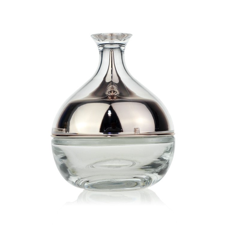 Luxury cosmetic packaging glass cream jar 30g 50g custom glass cream jar with acrylic pump cap