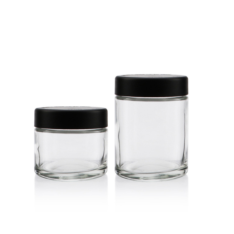 Luxury cosmetic packaging glass jar, wide mouth eye cream glass jars with child safety lid for sale