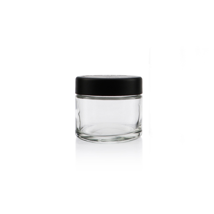 Luxury cosmetic packaging glass jar, wide mouth eye cream glass jars with child safety lid for sale