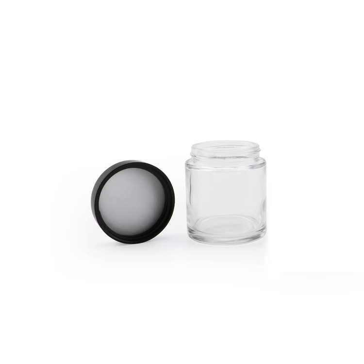 Luxury cosmetic packaging glass jar, wide mouth eye cream glass jars with child safety lid for sale