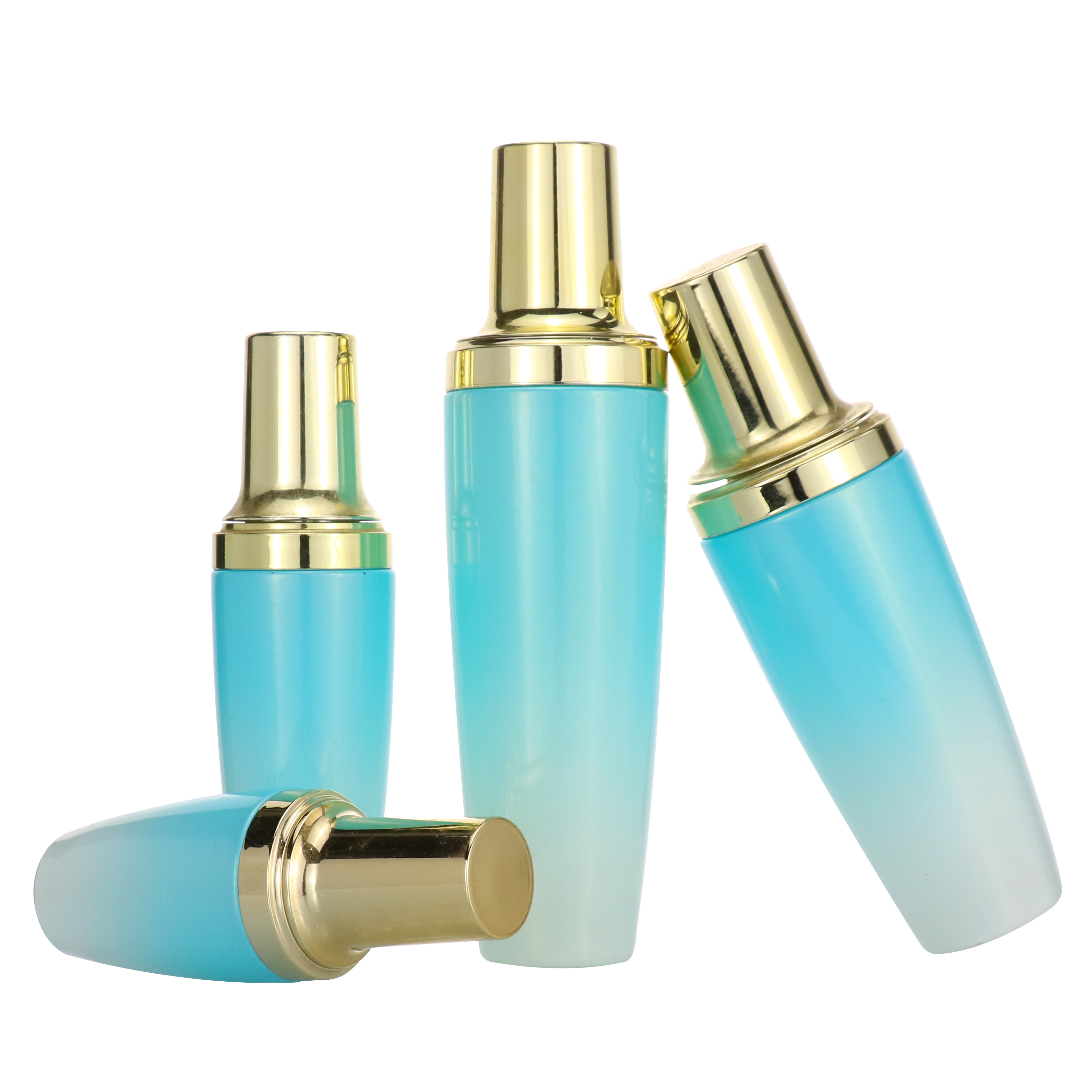 Luxury cosmetic packaging white eco airless refillable skincare 50ml press pump jar glass bottles