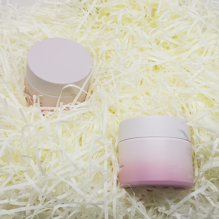 Luxury cosmetic packaging white porcelain facial pink frosted glass cream jar 50 ml