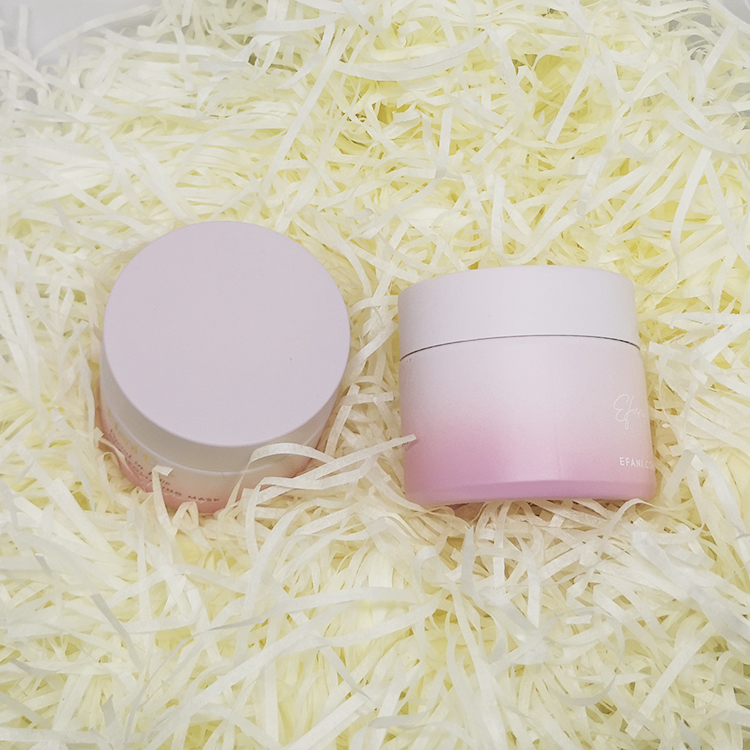 Luxury cosmetic packaging white porcelain facial pink frosted glass cream jar 50 ml