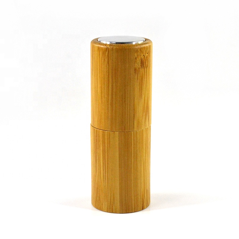 Luxury cosmetic packaging wooden 10ml bamboo perfume twist bottle