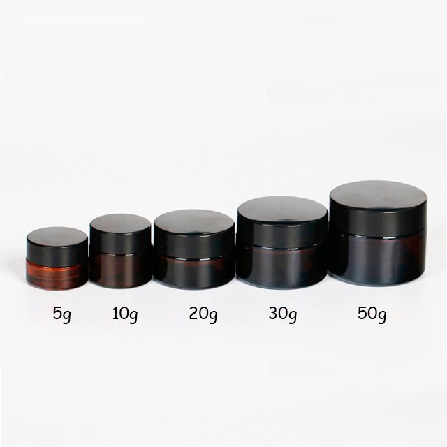 Luxury cosmetic packing amber 15ml 30ml 50ml glass cosmetic jar with aluminum cap