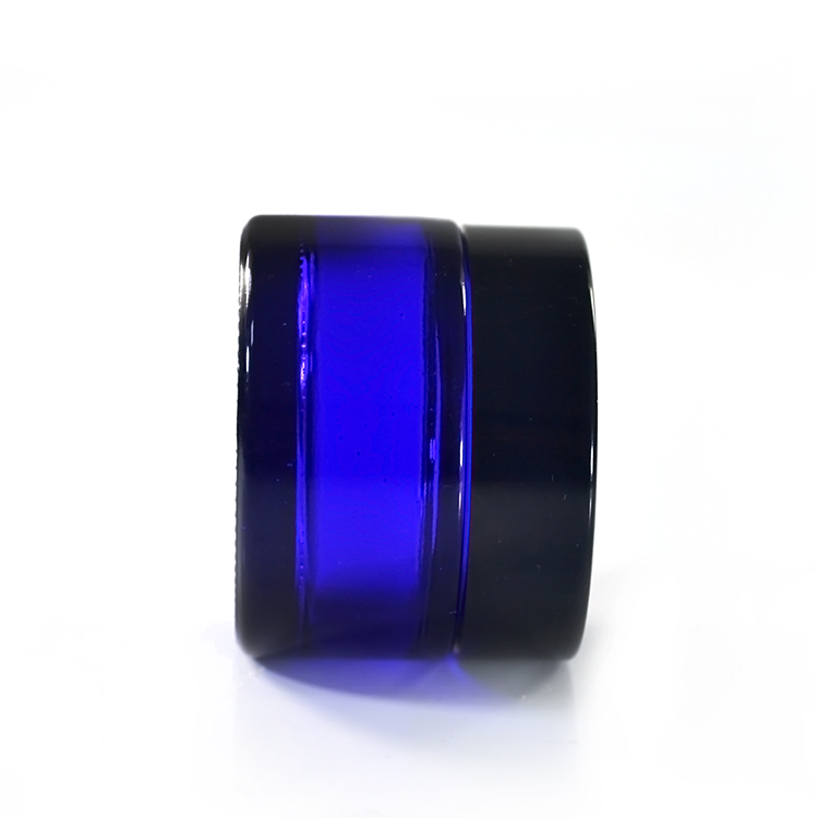 Luxury cosmetic packing15g 30g 50g blue glass cream jar with aluminum cap