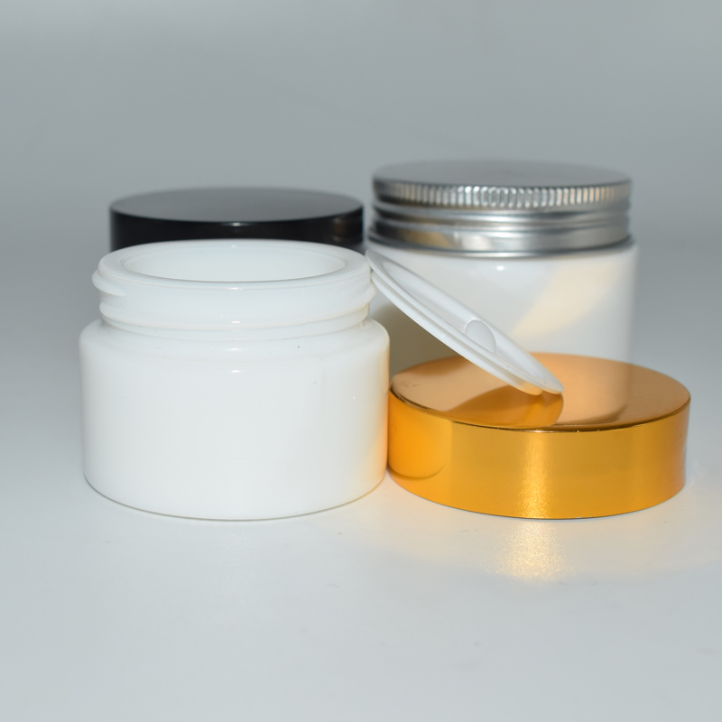 Luxury cosmetic skin care packaging white porcelain cream cosmetic glass jar with lid for body butter