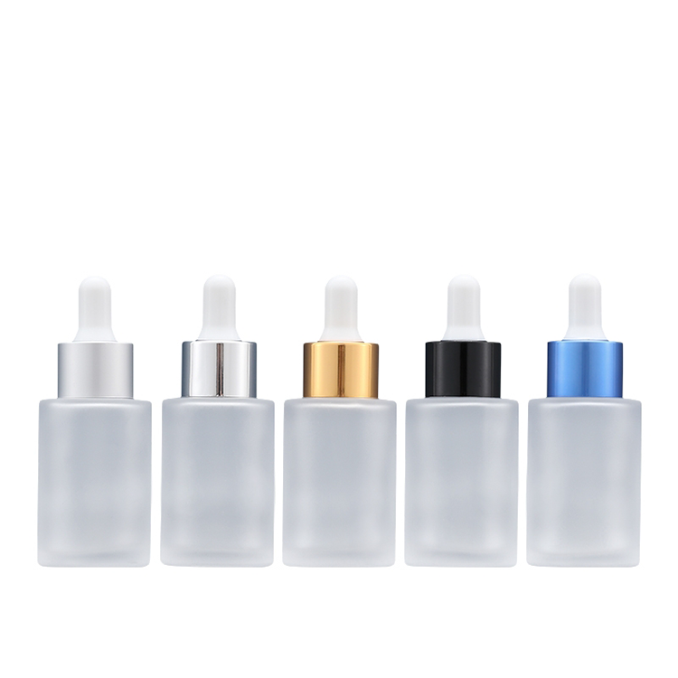 Luxury cosmetic skincare packaging flat shoulder glass bottle 20 ml 30 m 50 ml 100 ml with pump lotion bottle
