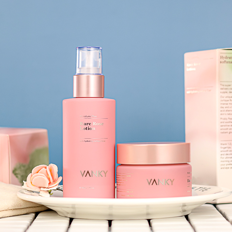 Luxury cosmetic skincare packaging glass lotion bottle and cream jar