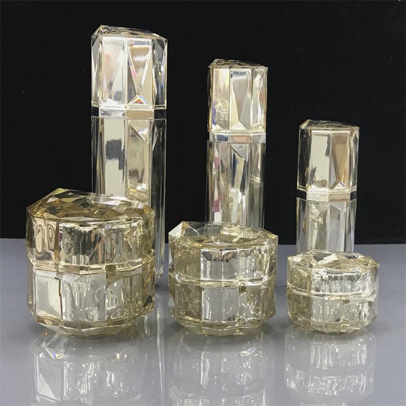 Luxury cosmetics acrylic lotion bottle and cream jar sets