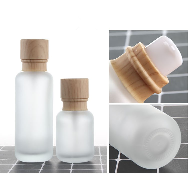 Luxury cream cosmetic glass jar 5g 10g 15g 20g 30g 50g 100g bamboo bottle glass cosmetic container with bamboo caps