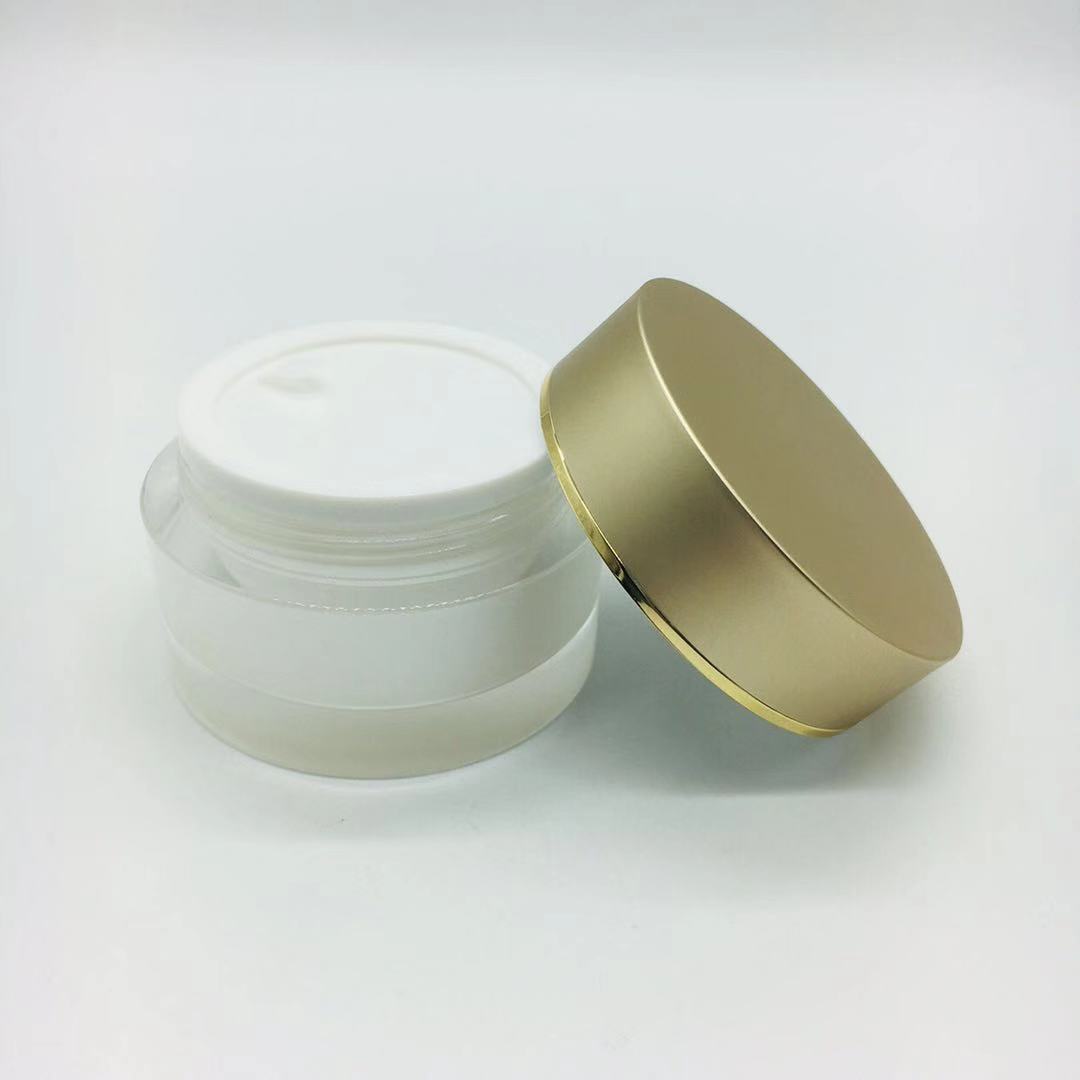 Luxury cream jar acrylic face cream jar double wall shiny gold bottle with lid 50G
