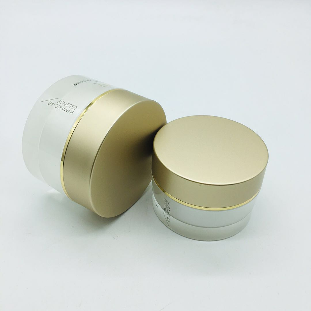 Luxury cream jar acrylic face cream jar double wall shiny gold bottle with lid 50G