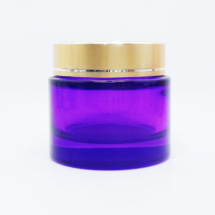 Luxury cream jar face cream jar double wall 50g pink glass jar with aluminum lid