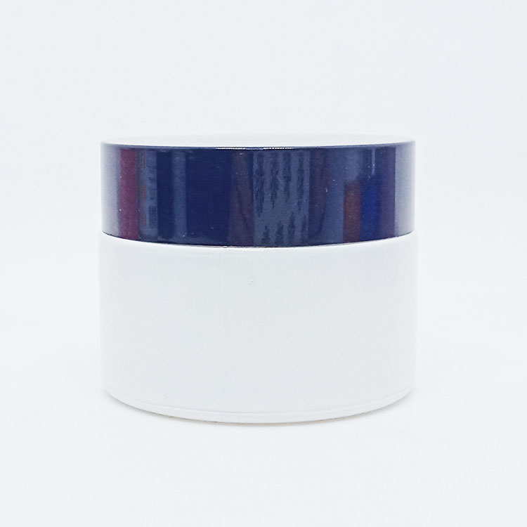 Luxury cream jar face cream jar double wall 50g pink glass jar with aluminum lid
