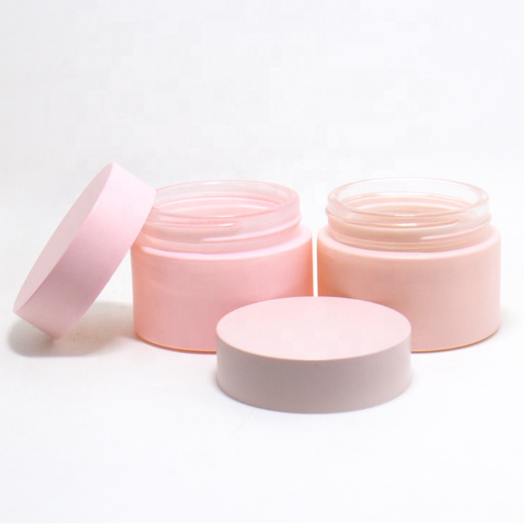 Luxury custom 20g 30g 50g 60g 100g frosted matte lovely pink face cream glass cosmetic jar