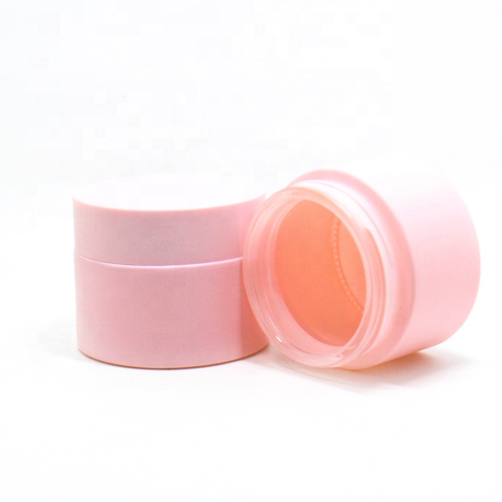 Luxury custom 20g 30g 50g 60g 100g frosted matte lovely pink face cream glass cosmetic jar
