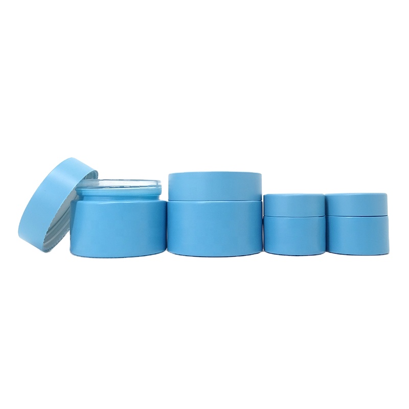 Luxury custom 20g 30g 50g 60g 100g frosted navy blue color face cream glass cosmetic jar