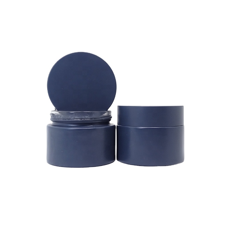 Luxury custom 20g 30g 50g 60g 100g frosted navy blue color face cream glass cosmetic jar