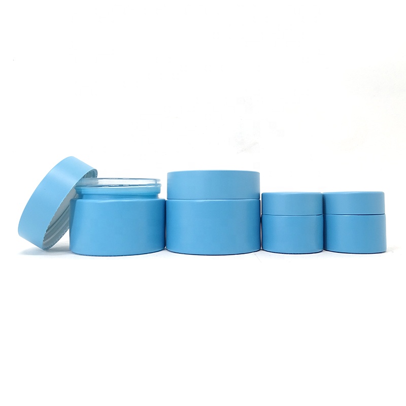 Luxury custom 20g 30g 50g 60g 100g frosted navy blue color face cream glass cosmetic jar