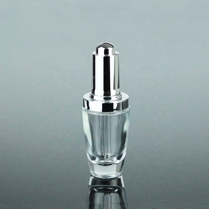 Luxury custom 30ml 60ml 100ml 120ml press pump dropper bottle push button serum glass bottle (EPG12)